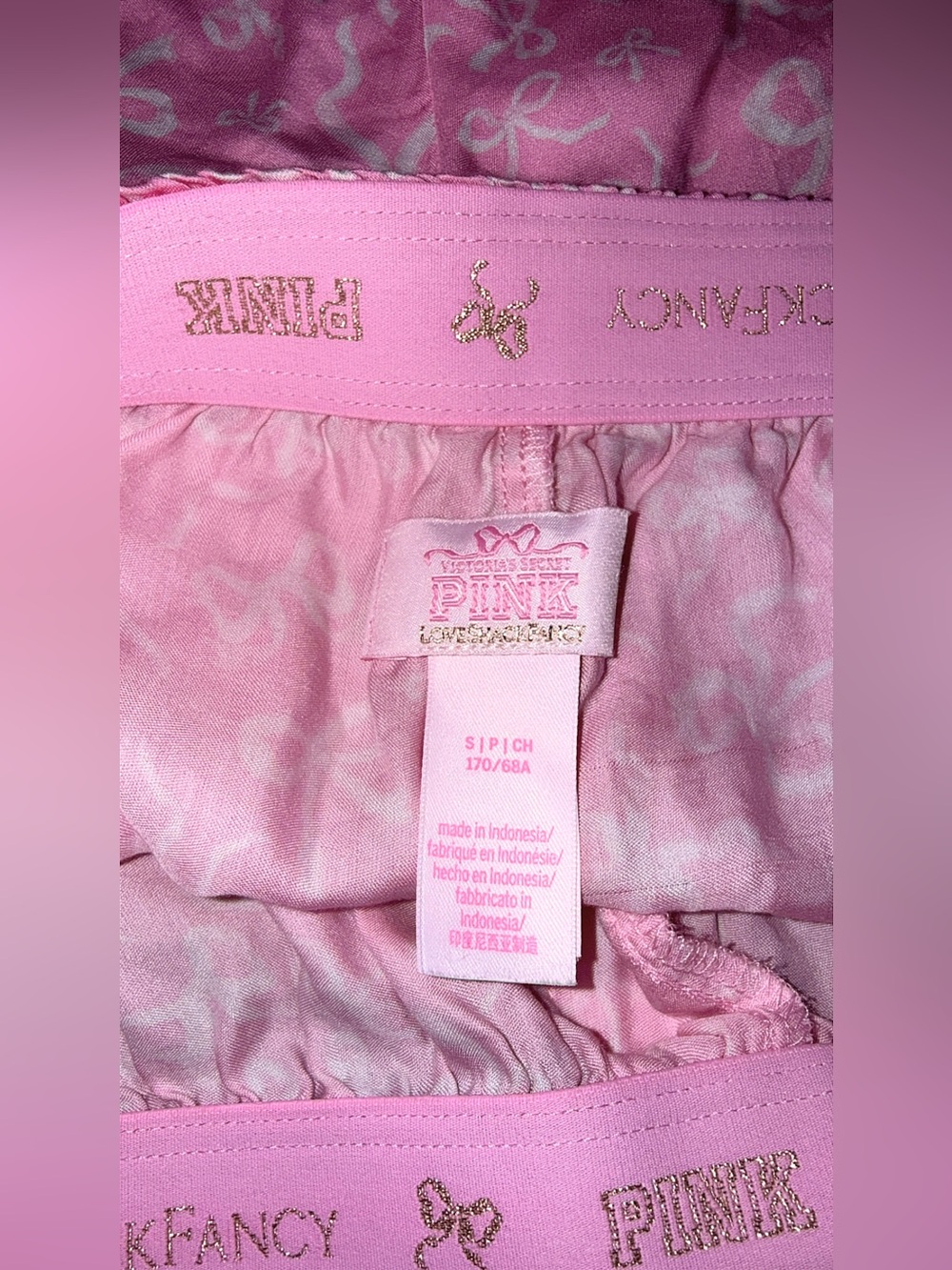 Excellent VS Pink X LoveShackFancy Satin Sleep Shorts w/ Bows Size Small - Picture 7 of 14